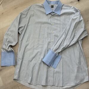 Ike Behar Pure Cotton Mens French Cuff Dress Shirt 36 18/12
